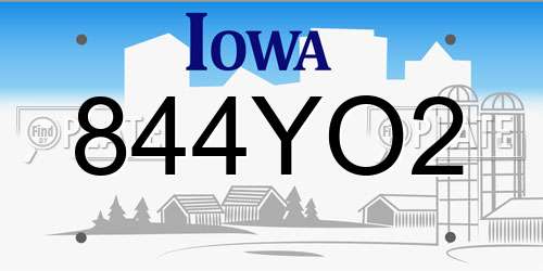 844YO2 Iowa License Plate