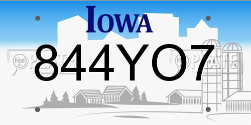 844YO7 Iowa License Plate