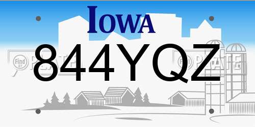 844YQZ Iowa License Plate
