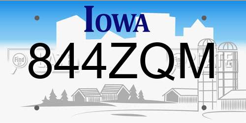 844ZQM Iowa License Plate