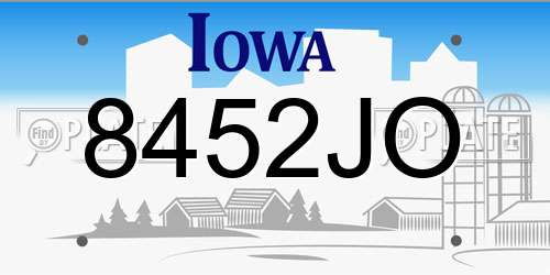 8452JO Iowa License Plate