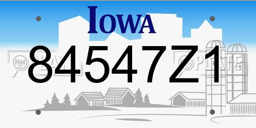 84547Z1 Iowa License Plate