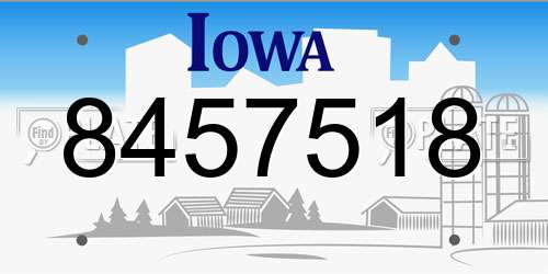 8457518 Iowa License Plate