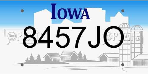 8457JO Iowa License Plate