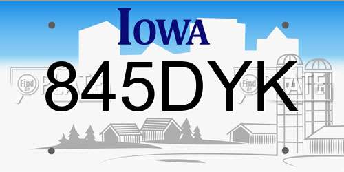 845DYK Iowa License Plate