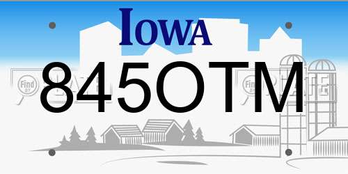 845OTM Iowa License Plate