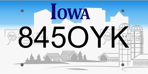 845OYK Iowa License Plate
