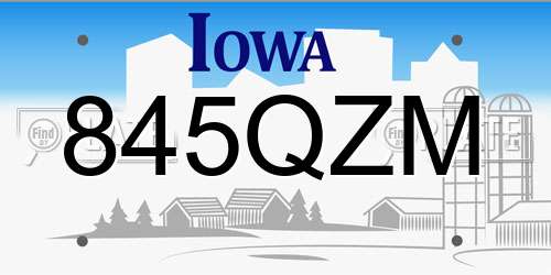 845QZM Iowa License Plate