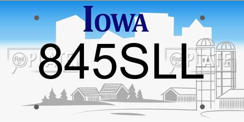 845SLL Iowa License Plate