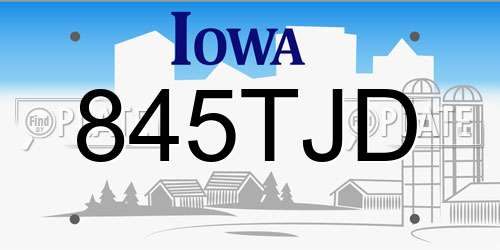 845TJD Iowa License Plate