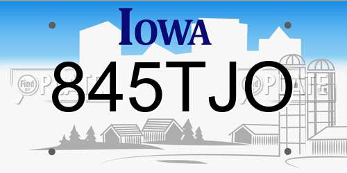 845TJO Iowa License Plate