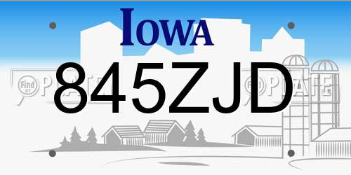 845ZJD Iowa License Plate