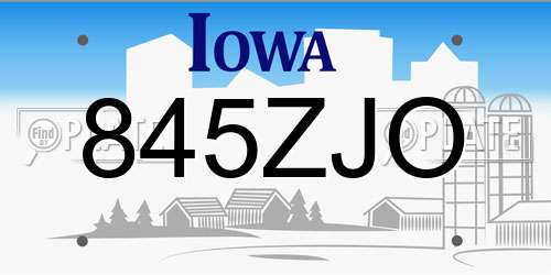 845ZJO Iowa License Plate