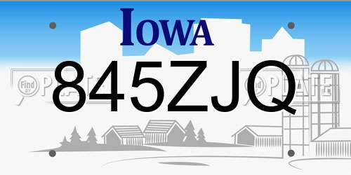 845ZJQ Iowa License Plate