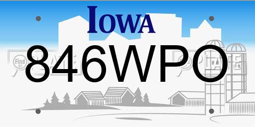 846WPO Iowa License Plate