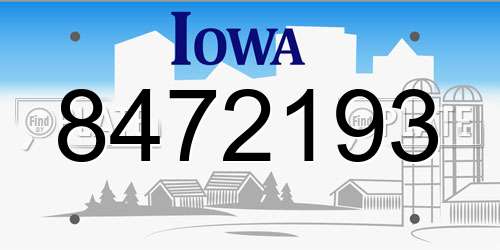 8472193 Iowa License Plate