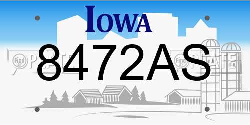 8472AS Iowa License Plate