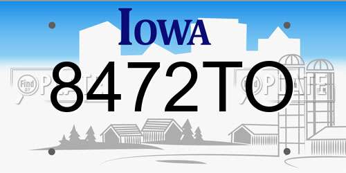 8472TO Iowa License Plate