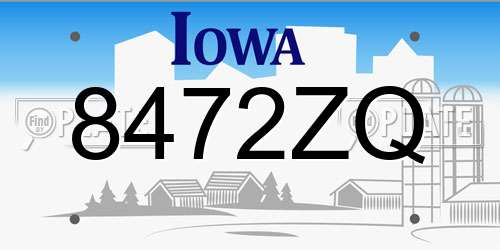 8472ZQ Iowa License Plate