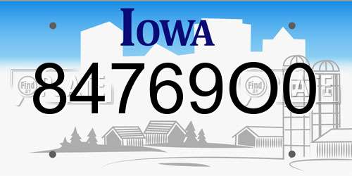84769O0 Iowa License Plate