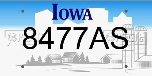 8477AS Iowa License Plate