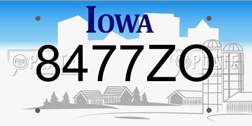 8477ZO Iowa License Plate