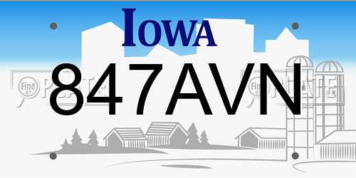 847AVN Iowa License Plate