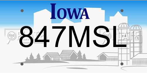 847MSL Iowa License Plate