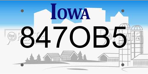 847OB5 Iowa License Plate