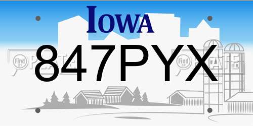 847PYX Iowa License Plate