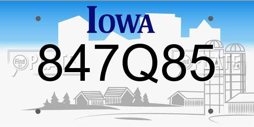 847Q85 Iowa License Plate