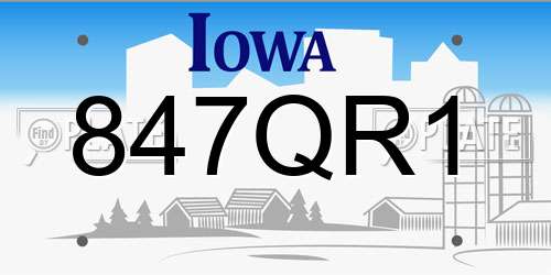 847QR1 Iowa License Plate