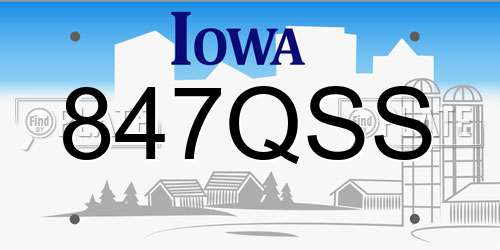 847QSS Iowa License Plate