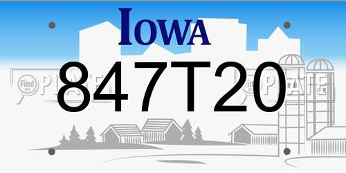 847T20 Iowa License Plate