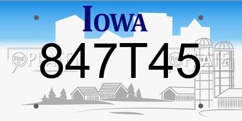 847T45 Iowa License Plate