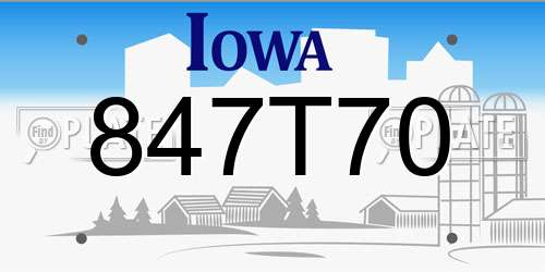 847T70 Iowa License Plate