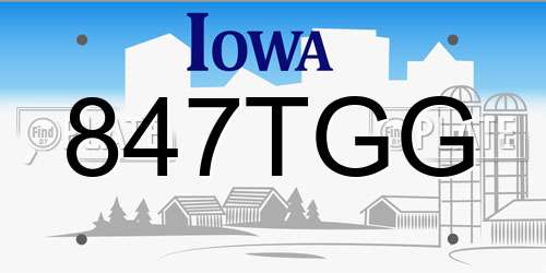 847TGG Iowa License Plate