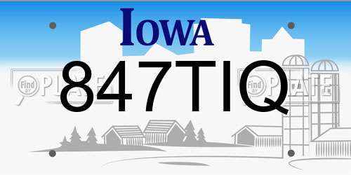 847TIQ Iowa License Plate