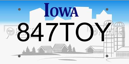 847TOY Iowa License Plate