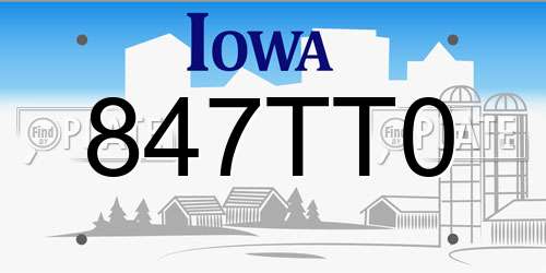 847TT0 Iowa License Plate