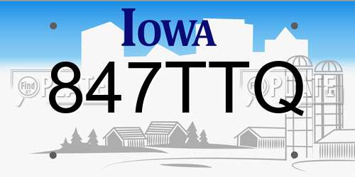 847TTQ Iowa License Plate