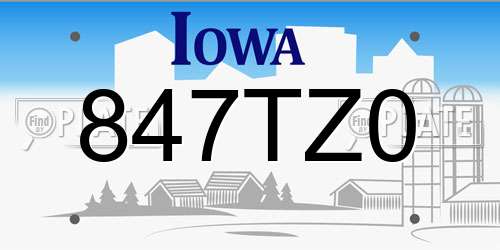 847TZ0 Iowa License Plate