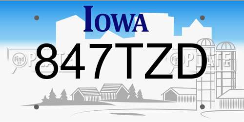 847TZD Iowa License Plate
