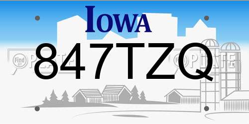847TZQ Iowa License Plate