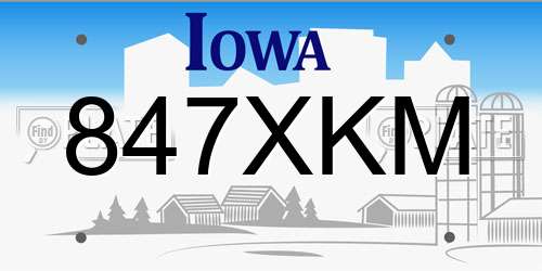 847XKM Iowa License Plate