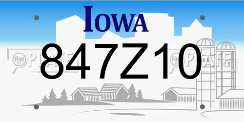 847Z10 Iowa License Plate