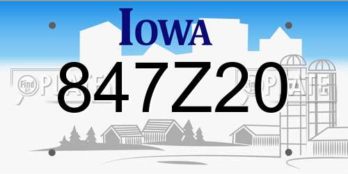 847Z20 Iowa License Plate