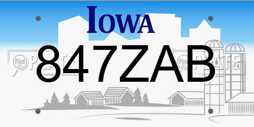 847ZAB Iowa License Plate