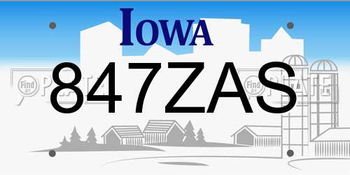 847ZAS Iowa License Plate