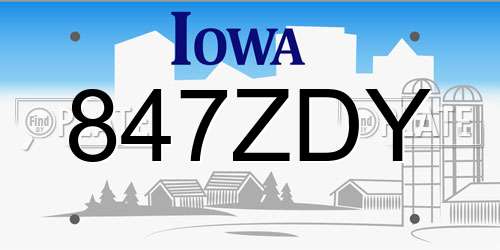 847ZDY Iowa License Plate
